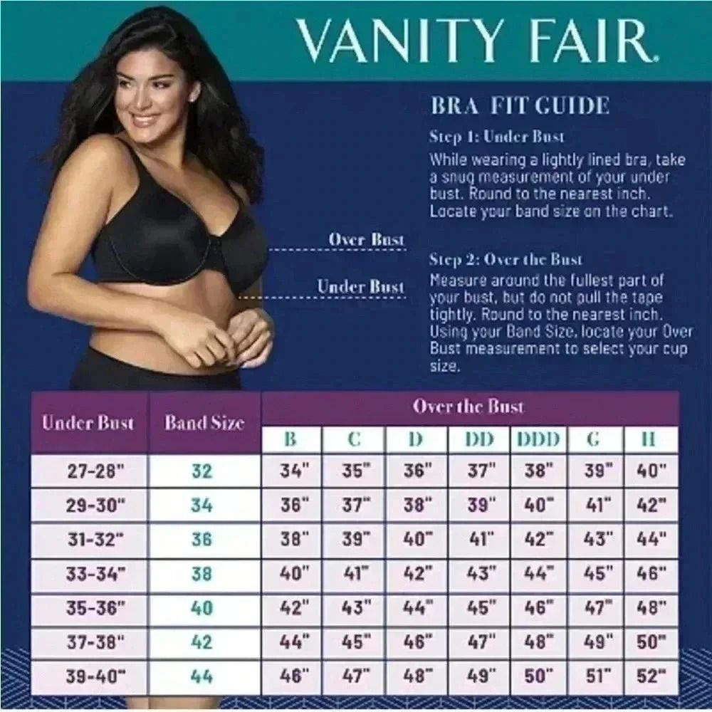 VANITY FAIR Womens Beauty Back Minimizer 46 F bundle of 2 bras 1 nude 1 black